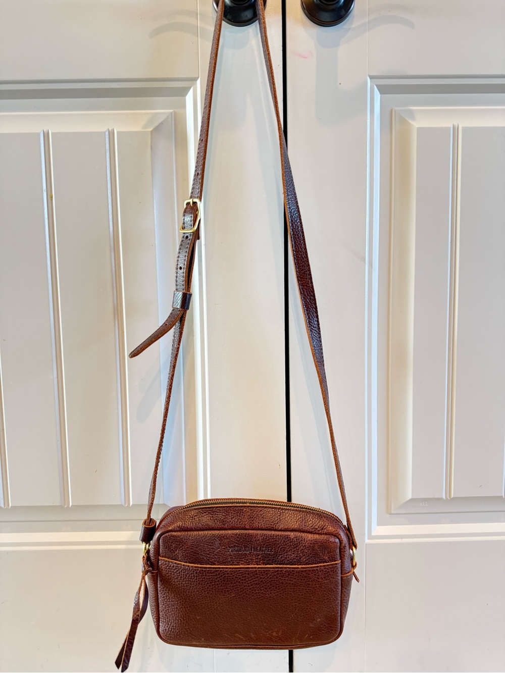 Portland Leather Brown Pebbled Crossbody Bag